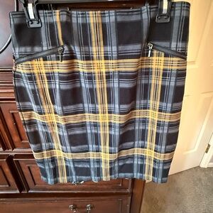 Plaid Black,Blue and Yellow Women's Pencil Skirt Size 10